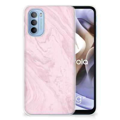 Motorola Moto G31 | G41 | TPU | Siliconen hoesje | Marble Pink - Origineel Cadeau Vriendin