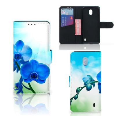 Nokia 1 Plus Hoesje Orchidee Blauw - Cadeau voor je Moeder Nokia 1 Plus Hoesje Orchidee Blauw - Cadeau voor je Moeder