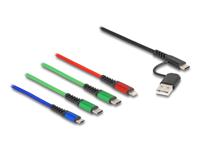Delock 87035 USB-laadkabel USB 2.0 USB-A stekker, USB-C stekker, USB-C stekker, USB-micro-B stekker, Apple Lightning stekker 1.20 m Zwart, Blauw, Groen, Rood - thumbnail