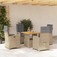 5-delige Tuinset met kussens poly rattan beige - thumbnail