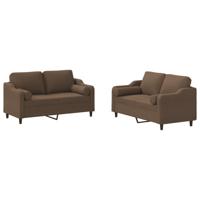 2-delige Loungeset met kussens stof bruin - thumbnail