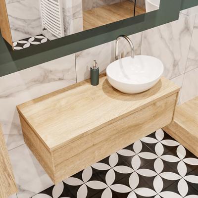 Mondiaz Lush Barco badmeubel Washed oak 100 cm 1 lade mdf 1 waskom rechts 1 kraangat