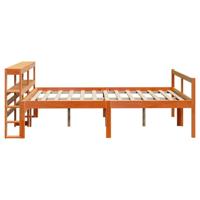 Bedframe met hoofdbord massief grenenhout wasbruin 120x200 cm - thumbnail