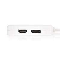 Mini DisplayPort-Kabel - DisplayPort 1.2 - Mini-DisplayPort Male - DisplayPort Female/DVI-D 24+1-Pins Female/HDMI Input - 21.6 Gbps - Vernikkeld - 0.20 m - Rond - PVC - Wit - Polybag - thumbnail