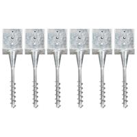 Grondpinnen 6 st 14x14x58 cm gegalvaniseerd staal zilverkleurig - thumbnail