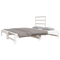 Slaapbank uitschuifbaar massief grenenhout wit 2x(90x190) cm - thumbnail