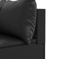 4-delige Loungeset met kussens poly rattan zwart - thumbnail