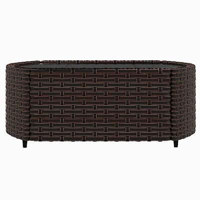 4-delige Loungeset met kussens poly rattan bruin