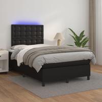 Boxspring met matras en LED kunstleer zwart 120x200 cm - thumbnail