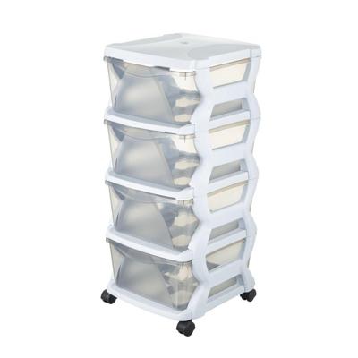 Bama Insieme Ladesysteem met Wieltjes 4 Laden 36x40x80 cm Wit/Transparant