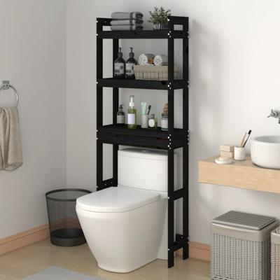 VidaXL Toiletrek 63x26x171 cm massief grenenhout zwart