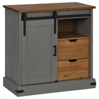 Dressoir HALDEN met schuifdeur 80x40x80 cm massief hout grijs - thumbnail