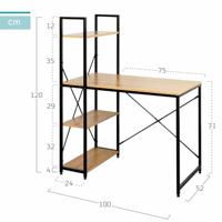 Bureau met plank Max Home Staal Melamine spaanderplaat 100 x 120 x 52 cm - thumbnail