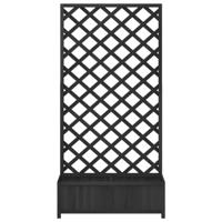 Plantenbak met latwerk massief vurenhout zwart - thumbnail