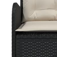 Tuinbank met kussens L-vormig poly rattan zwart - thumbnail