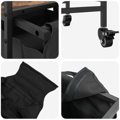 Wasmand 3 vakken met planken gerookt eikenkleurig