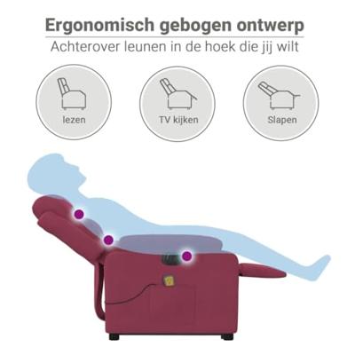 Sta-op-massagestoel elektrisch verstelbaar fluweel wijnrood