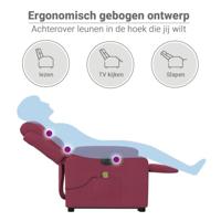 Sta-op-massagestoel elektrisch verstelbaar fluweel wijnrood - thumbnail