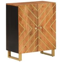 Dressoirs 3 st 60x33,5x75 cm massief mangohout bruin en zwart - thumbnail