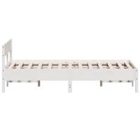 Bedframe met hoofdbord massief grenenhout wit 150x200 cm - thumbnail