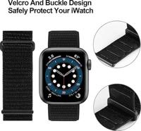 Nylon sport loop band - Zwart - Extra sterke klittenbandsluiting - Geschikt voor Apple Watch 38mm / 40mm / 41mm / 42mm - thumbnail
