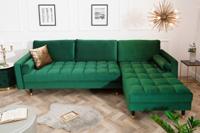 Elegante hoekbank COSY VELVET 260cm smaragdgroene fluwelen veerkern 3-zitsbank - 40274 - thumbnail