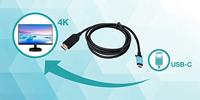 i-tec C31CBLHDMI60HZ2M USB-C-displaykabel Aansluitkabel USB-C stekker, HDMI-A-stekker 2 m Zwart - thumbnail