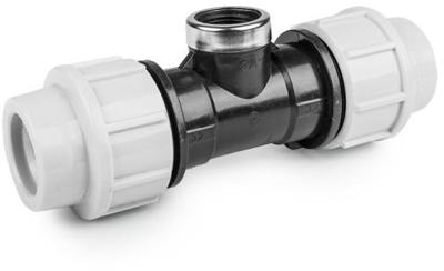 Schroef t-stuk voor PE/tyleen - 32mm x 1 binnendraad - 16 bar