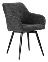 Artistiq Draaibare Eetkamerstoel 'Shontelle' Structuurstof, kleur Donkergrijs - thumbnail