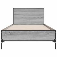 Bedframe bewerkt hout en metaal grijs sonoma eiken 90x200 cm - thumbnail