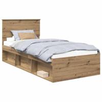 Bedframe Ambachtelijk eiken 90 x 200 cm Bewerkt hout - thumbnail