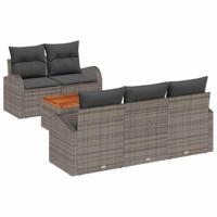 Tuinbankenset met kussen 6 pcs Grijs poly rattan - thumbnail