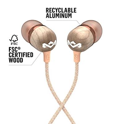 Marley Smile Jamaica In-Ear Oortjes – Oordopjes met 1-Knop Microfoon Bediening, Ruis Isolerend ontwerp 9.2mm Driver, Oordopjes Inbegrepen in 2 Maten voor Langdurig Comfort, Knoopvrij Draad - Koper