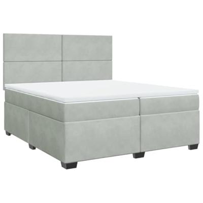 Boxspring met matras fluweel lichtgrijs 200x200 cm
