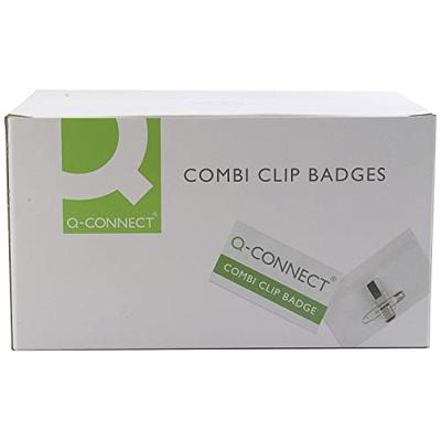 Q-Connect badge met combiklem 75 x 40 mm, doos van 50 stuks