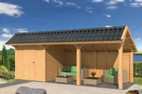 Tuindeco Bergen L Kapschuur type 7 678x306 cm Lariks/Douglashout blank- Kapschuurdak- Onbehandeld lariks Douglas hout- Tuindeco - thumbnail