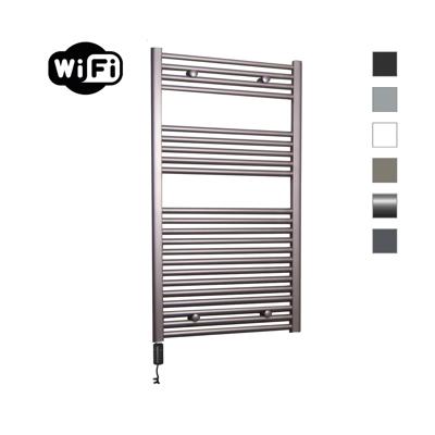 Elektrische Radiator Sanicare HWV Met Wifi 111,8x60 cm Inox Look 730W Met Thermostaat Zwart Linksonder Sanicare