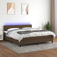 Boxspring met matras en LED stof donkerbruin 180x200 cm - thumbnail