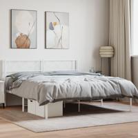 Bedframe met hoofdbord metaal wit 160x200 cm - thumbnail
