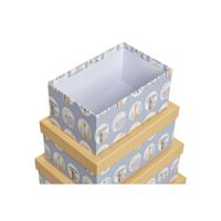 Set van opstapelbare opbergboxen DKD Home Decor dieren Blauw Karton (43,5 x 33,5 x 15,5 cm) - thumbnail