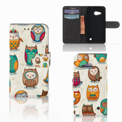 Microsoft Lumia 550 Telefoonhoesje met Pasjes Vrolijke Uilen Microsoft Lumia 550 Telefoonhoesje met Pasjes Vrolijke Uilen