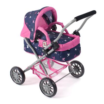 Kleine Poppenwagen Smarty - Vlinders Navy Roze