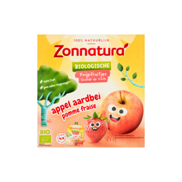 Zonnatura Knijpfruit appel/aardbei bio 4 Stuks