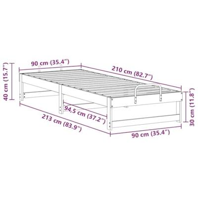 Bedframe met Draaghandvatten Wit 90 x 210 cm Massief grenenhout Bedframe met Draaghandvatten Wit 90 x 210 cm Massief grenenhout