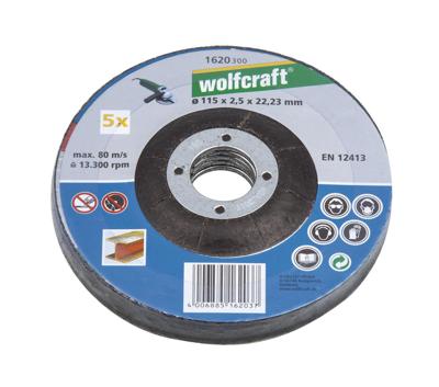 Wolfcraft 1622300 Doorslijpschijf gebogen 125 mm 5 stuk(s) Metaal