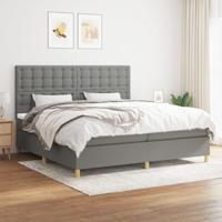 Boxspring met matras stof donkergrijs 200x200 cm - thumbnail