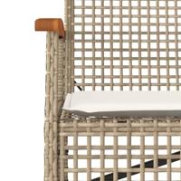 Tuinbank met kussen poly rattan en acaciahout beige - thumbnail