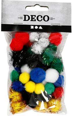 Creativ Company Pompons, d 15+20 mm, diverse kleuren, 48 div/ 1 doos