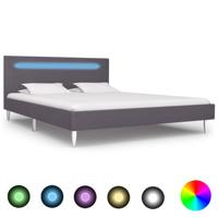 vidaXL Bedframe met LED stof grijs 140x200 cm - thumbnail