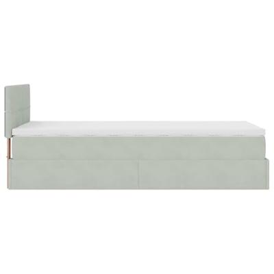 Ottoman bed met matras en LED's 80x200cm fluweel lichtgrijs